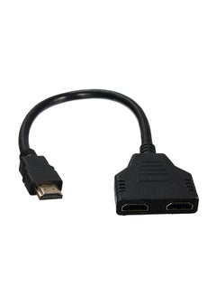 Buy HDMI Male to 2 HDMI Female 1 in 2 out Splitter Black Cable Adapter Converter Black in Saudi Arabia