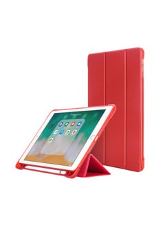 Buy Leather Case Cover With Pencil Holder For Apple iPad (2018) Red in UAE