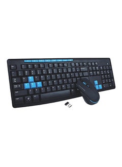 اشتري لوحة مفاتيح لاسلكية وماوس الأسود / الأزرق في الامارات