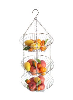 Buy 3-Layer Hanging Fruit Basket Silver in Saudi Arabia