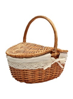 Buy Wicker Basket With Lid Brown in UAE