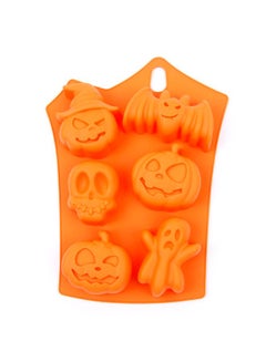 Buy Halloween  Pumpkin Silicone Cake Mold 6 Cavities Pumpkin Ghost Bat shape Chocolate Molds DIY Cake Decorating Tools Orange in UAE