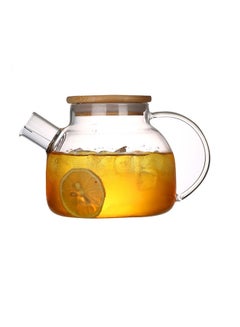 Buy Heat-Resistant Borosilicate Glass Tea Kettle Hot & Cold Resistant Dual Use Bamboo Tea Pot Multicolour in Saudi Arabia