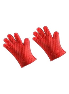 Buy 1 Pair Of Microwave Oven Silicone Glove, Red in Saudi Arabia