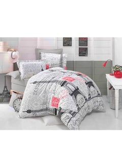 Buy 4-Piece Duvet Cover Set Cotton Red/White/Grey 240 x 190cm in Saudi Arabia