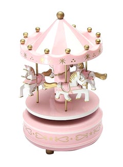 Buy Merry Go Round Carousel Music Box Pink/White/Gold in UAE