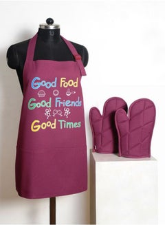 Buy Printed Cotton Apron Purple/Yellow/Blue in Egypt