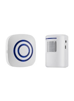 اشتري Wireless Digital Doorbell And Infrared Induction Alarm Set أبيض/أزرق في الامارات