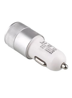 Buy Dual USB Adapter Car Charger Silver/White in UAE