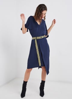 Buy Wrap Front Dress Blue in Saudi Arabia