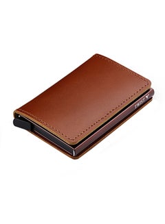 Buy Leather Wallet Card Holder Brown in Saudi Arabia