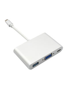 Buy 3-In-1 USB 3.1 Type C To VGA Charging Video Adapter Silver in Saudi Arabia