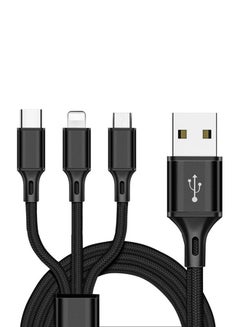 Buy Upgraded 3 In 1 USB Cable For Mobile Phone Micro USB Type C For iPhone Black in UAE