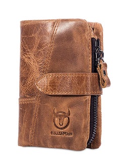 Buy Bullcaptain Hyd1169 Vintage Leather Bifold Wallet Caramel in UAE