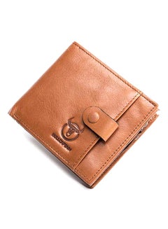 Buy Leather Wallet Zipper Change Card Package Brown Sugar in UAE