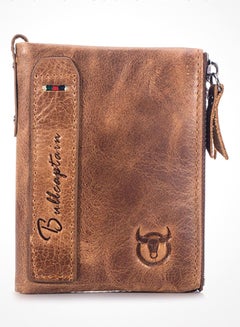 Buy Bullcaptain Genuine Leather Bifold Wallet Brown in UAE