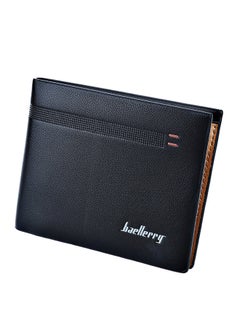 Buy Baellerry Old Classical Style Dot Stripe Business Short Clutch Wallet Photo Cash Card Holder Black in Saudi Arabia