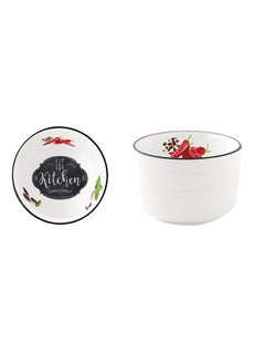 Buy Kitchen Basic Round Bowl White/Black 9centimeter in UAE