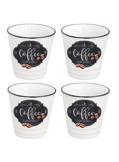 Buy 4-Piece Kitchen Basic Coffee Cup Set White / Black 100ml in UAE