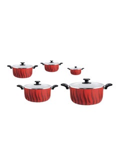 اشتري Tempo Set Stewpots Red/Clear 18-20-24-26-28cm في مصر