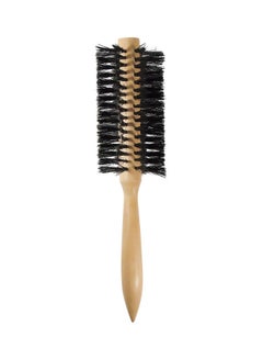 Buy Wooden Round Hair Brush Black/Beige in UAE