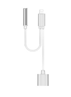 Buy 2-In-1 Audio Lighting Cable Splitter 14centimeter Silver in UAE