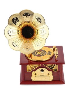 Buy Gramophone Shaped Music Box Vintage Romantic Hand Crank Type Gift Present Red/Gold in UAE