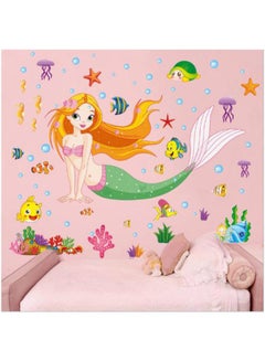 اشتري Beautiful Mermaid Princess Bedroom Wall Stickers Children Room Decoration متعدد الألوان في الامارات