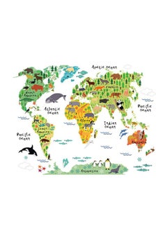 Buy Colorful Animal World Map Wall Sticker Home Decal Mural Art Diy Wall Art Multicolour in UAE