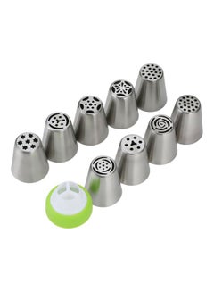 Buy 9-Piece Decorating Nozzle Set Silver 4.2x3.7x0.25centimeter in UAE