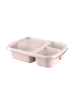 Buy 3-Grid Lunch Box With Lid Beige/Clear 23.5x15x5centimeter in Saudi Arabia