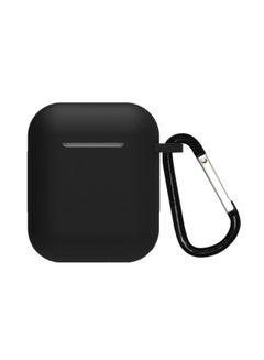 Buy Protective Case Cover For AirPods With Carabineer Black/Black in Saudi Arabia