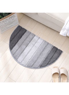 Buy Microfiber Semi-Elliptical Anti-slip Water Absorbent Rug Grey 43.00x5.00x30.00cm in UAE