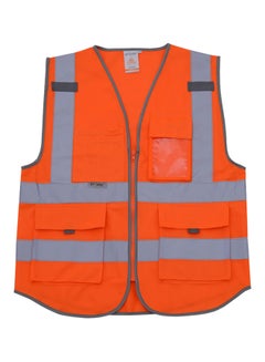 Buy High Visibility Reflective Safety Work Vest With Multiple Pockets Orange 0.26kg in Saudi Arabia