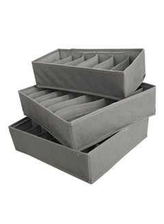 Buy 3-Piece Multifunction Socks Storage Box Set Grey in Saudi Arabia