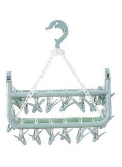 Buy 32 Clips Folding Clothes Hanger Green 325x325x175mm in Saudi Arabia