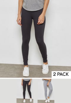 Buy 2 Pack Essential Leggings Grey in UAE