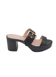 Buy Heeled Casual Sandals Black in UAE