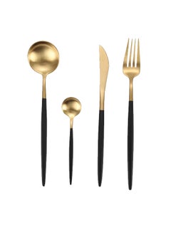 Buy 4-Piece Stainless Steel Cutlery Set Black/Gold in Saudi Arabia