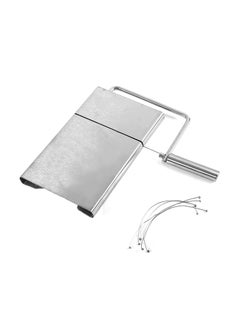 Buy Butter Cutting Board With Cheese Slicer Silver 24.5 x 21 x 12cm in Egypt