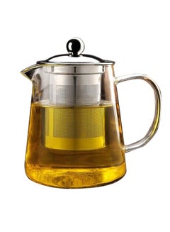 Buy Transparent Heat Resistant Tea Pot With Stainless Steel Infuser Clear in UAE