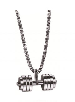 Buy Titanium Steel Fitness Dumbbell Barbell Pendant Necklace 3.6 x 1.4 Centimeter in Saudi Arabia