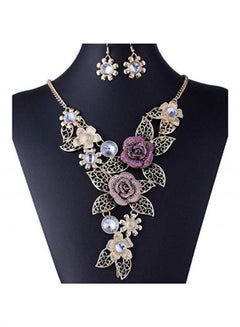 Buy Flower Statement Necklace Earrings Set in Saudi Arabia
