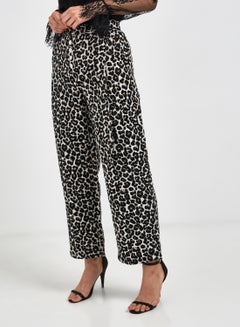 Buy Leopard Print Pants Black/Beige in Saudi Arabia