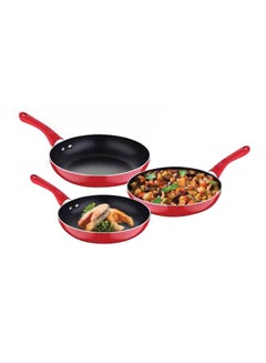 اشتري 3-Piece Frypan Set Red 18/20/26centimeter في السعودية