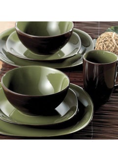 Buy 16-Piece Dinner Set Green/Black DIFFERNET-SIZE in Saudi Arabia