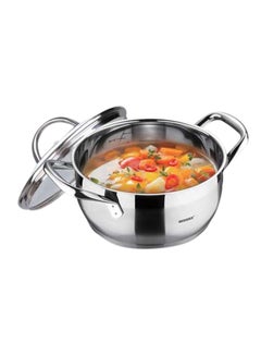 Buy Induction Stockpot With Glass Lid Silver 28.5x38.5x30cm in Saudi Arabia