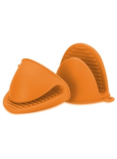 Buy 2-Piece Anti Scald Microwave Oven Gloves Set Orange in Saudi Arabia