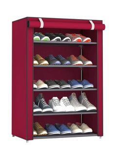 Buy 5-Tier Dormitory Shoe Rack Red 90x60x30cm in Saudi Arabia