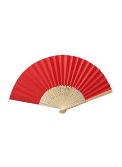 Buy Foldable Hand Fan Red/Beige 21x38x1centimeter in Saudi Arabia